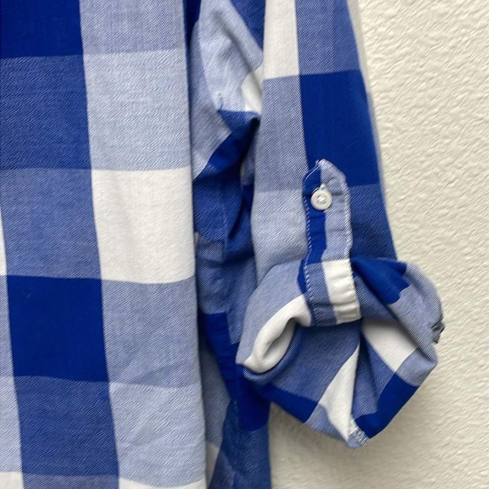Riders by Lee Women’s 1X Blue and White Plaid Casual Button Up Shirt - Picture 5 of 7